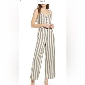 BLUE STRIP COTTON & linen jumpsuit